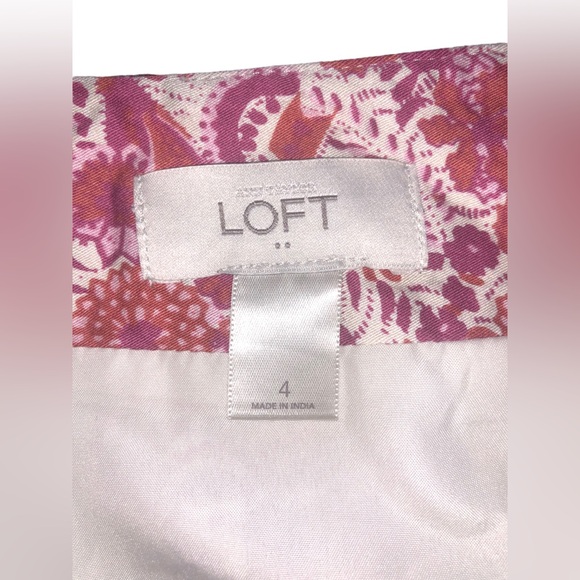 Loft Pink & Orange Paisley Floral Pencil Skirt Size 4 - Picture 2 of 5